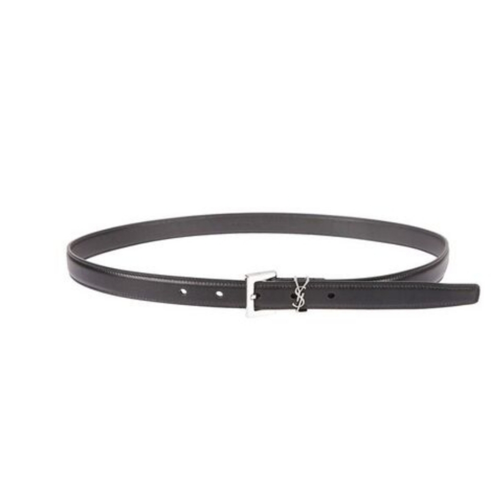 AUTHENTIC YSL SAINT LAURENT BELT  CASSANDRE MONIGRAM GREY STORM SILVER HARDWADE - Picture 3 of 16